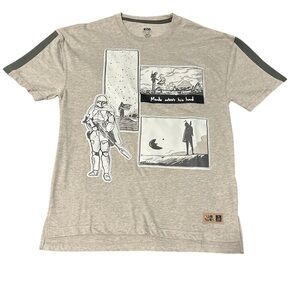 Star Wars Men’s Gray Graphic Tee - Mandalorian Comic Panels